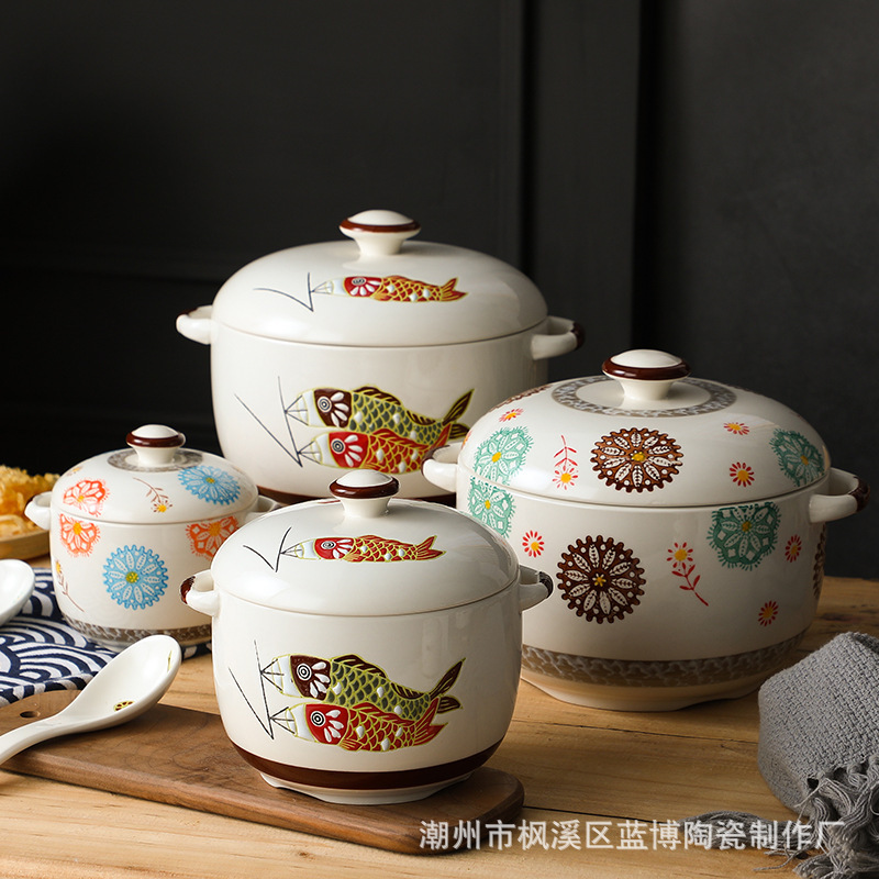 Japanese-style Ceramic Tableware Hand-painted Waterproof Buddha Jumping Wall Dessert Soup Bowl Soup Cup Bird's Nest Stew Cup Antique Soup Cup