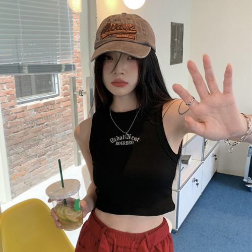  Summer New Sweet and Spicy Girl's Sexy Backless Tank Top for Women, Revealing Navel, Sleeveless Camisole Underwear