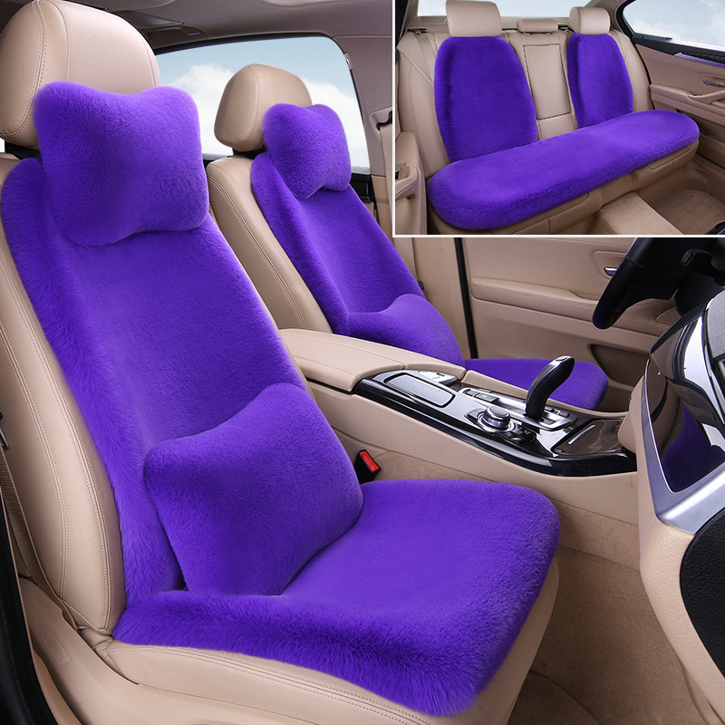 冬用ウサギ毛ぬいぐるみカーシートクッション、厚手で暖かい、車全体を半囲みにする、ウエストラインにフィットする汎用シートクッション、汎用対応|undefined