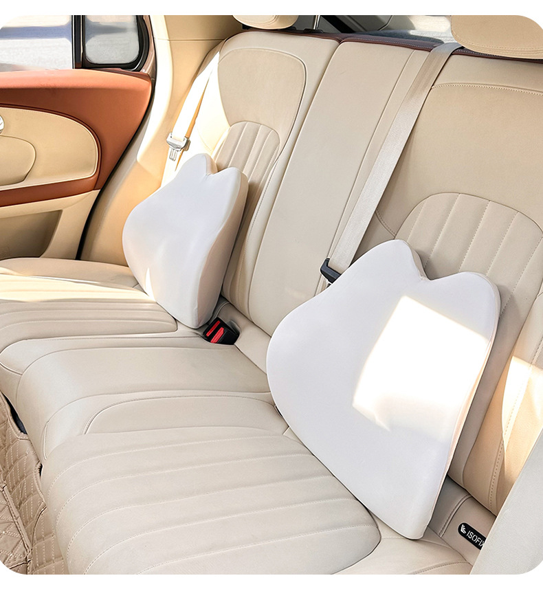 Blue Rain Car Headrest and Lumbar Support Set Cute Memory Foam Car Lumbar Support Pillow Car Interior Neck Support Cushion
