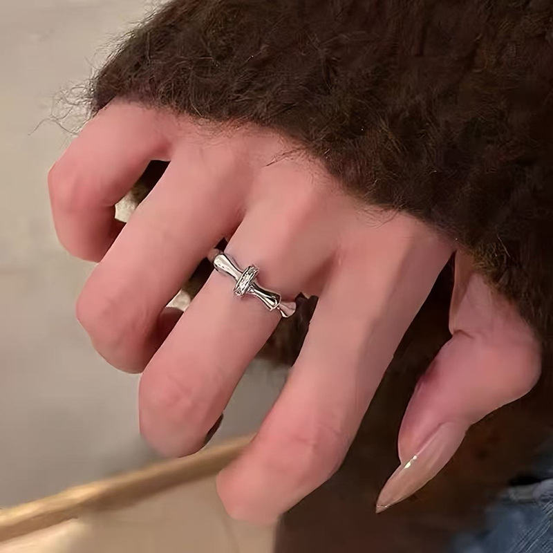 925纯银素圈戒指女不掉色森系小众ins风设计高级感百搭开口调节|undefined