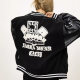European and American High Street Contrast Color Stitching PU Leather Ghost Embroidered Baseball Suit Men's Trendy Brand Loose Hip Hop Couple Jacket Coat