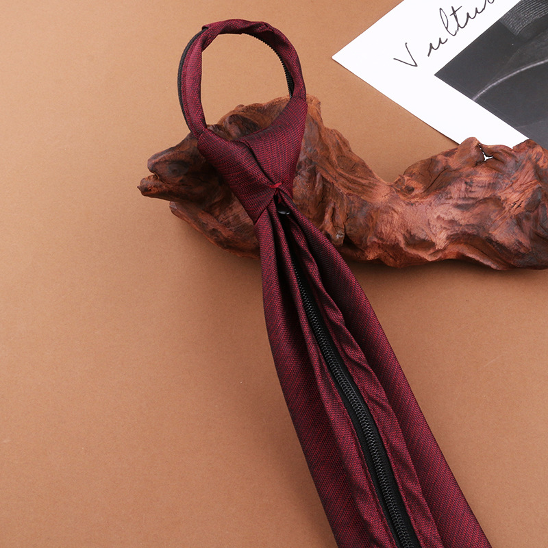 酒红微纹领带 (4)