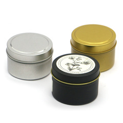 Tinplate round candle jar wholesale straight hair 4oz oz black gold silver aromatherapy tin jar manufacturer supply