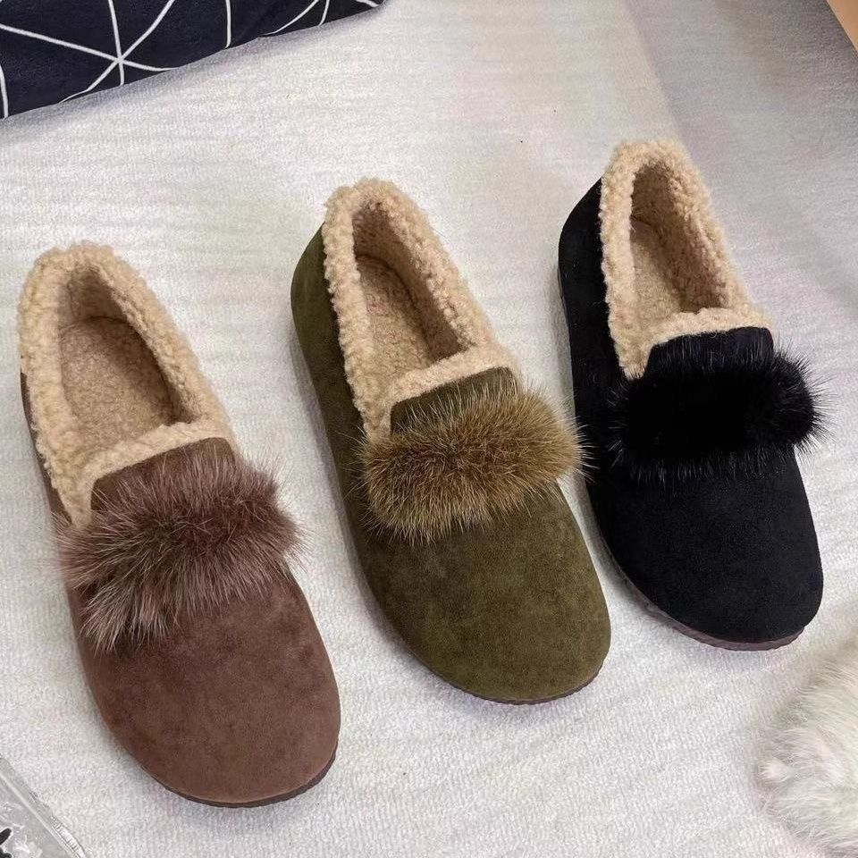 豆豆鞋女冬季新款加绒软底软面牛筋底保暖舒适防寒时尚毛毛鞋外穿