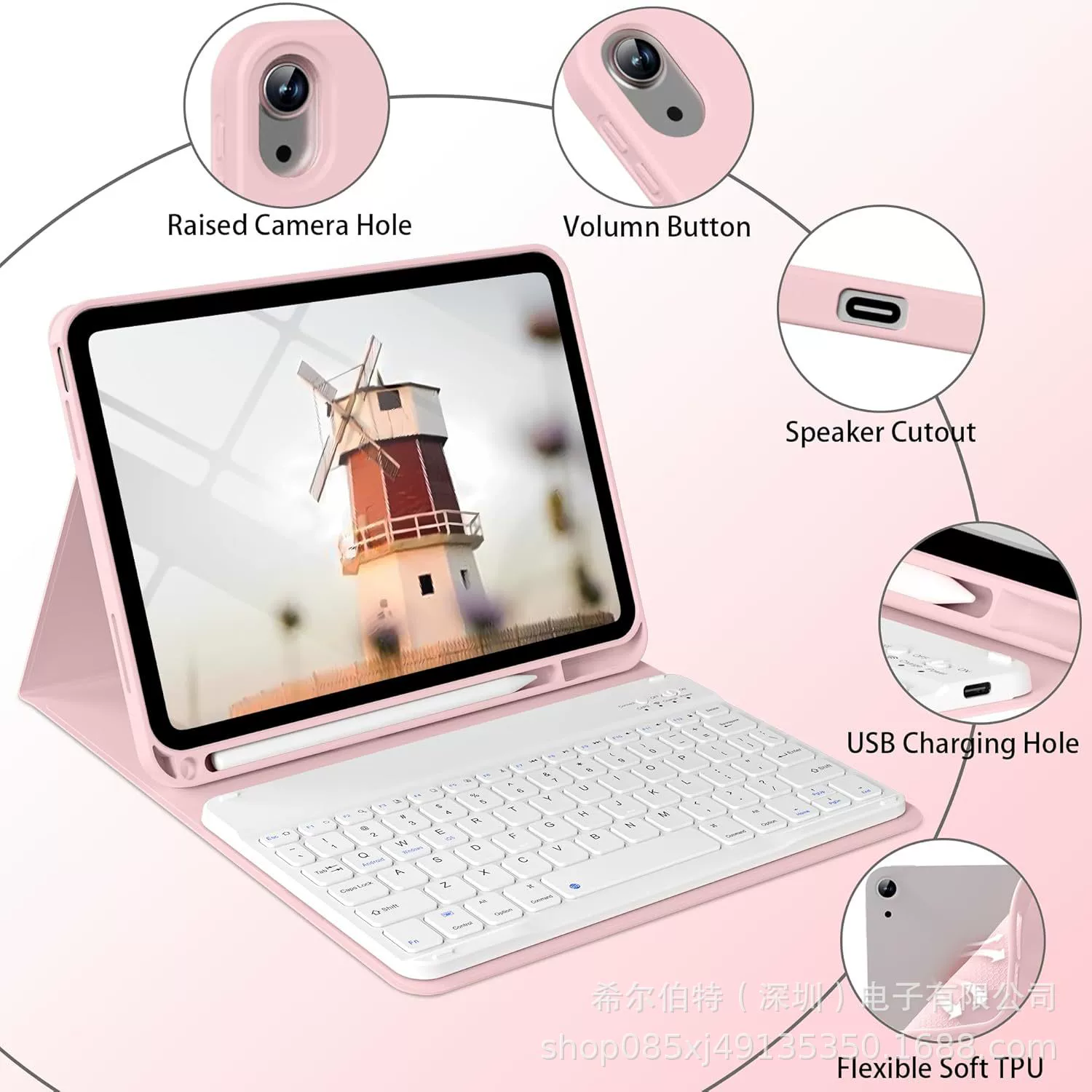 Чехол (Apple iPad 11'') с Bluetooth-клавиатурой, держателем для стилуса, несколько цветов