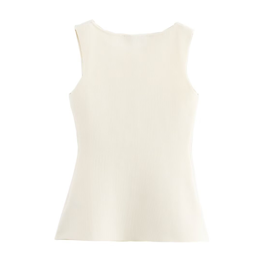 Sleeveless Sleeve Length Polyester, knit Fabric Type Wholesale Women's Casual Elegant Streetwear Solid Color Sleeveless Button Tank Tops