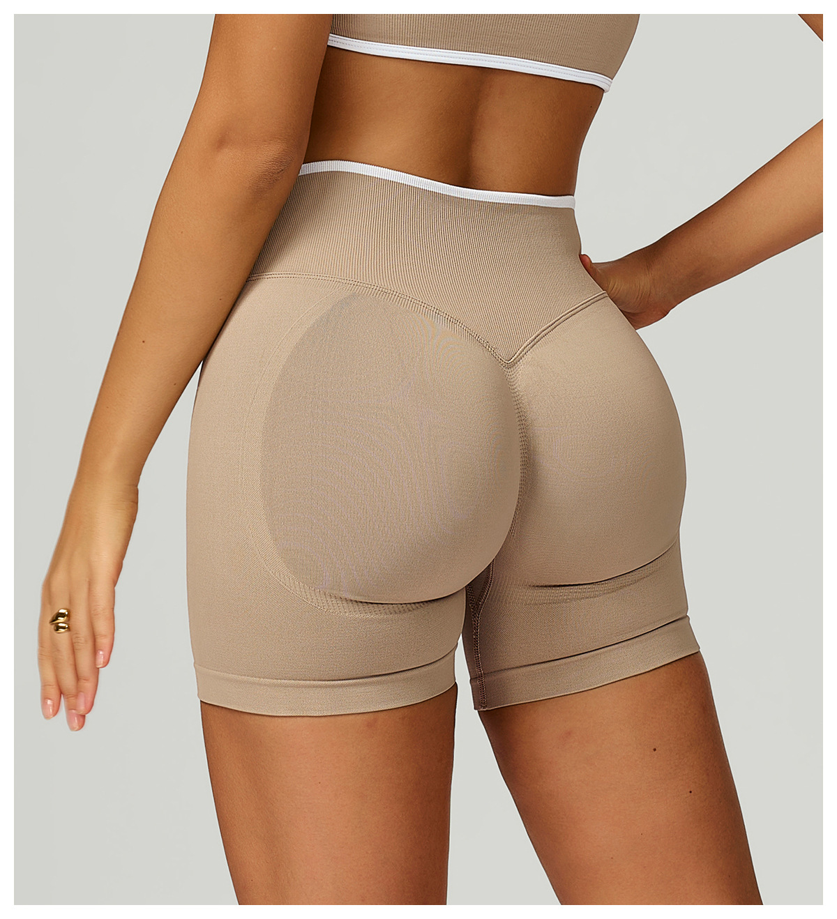 Women's Clothing High-Waisted Seamless Yoga Shorts For Women Tight Fitting Sports Running Fitness Wear With Contrasting Trim European American Style_ecoleips.com