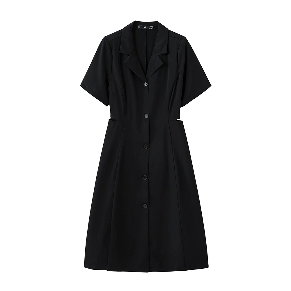 2024 Amoi плюс размер толстый мм Хепберн стиль французский тонкий костюм платье с короткими рукавами