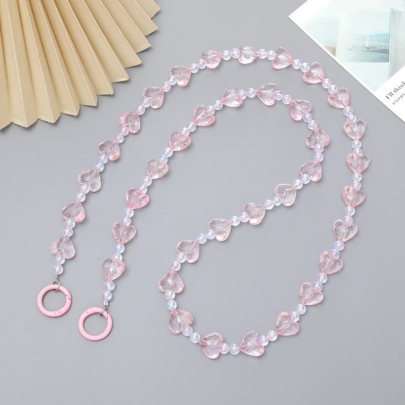 Nuevo acrílico cuentas teléfono móvil cadena perla crossbody Correa cadena teléfono móvil caso colgante regalo para las mujeres