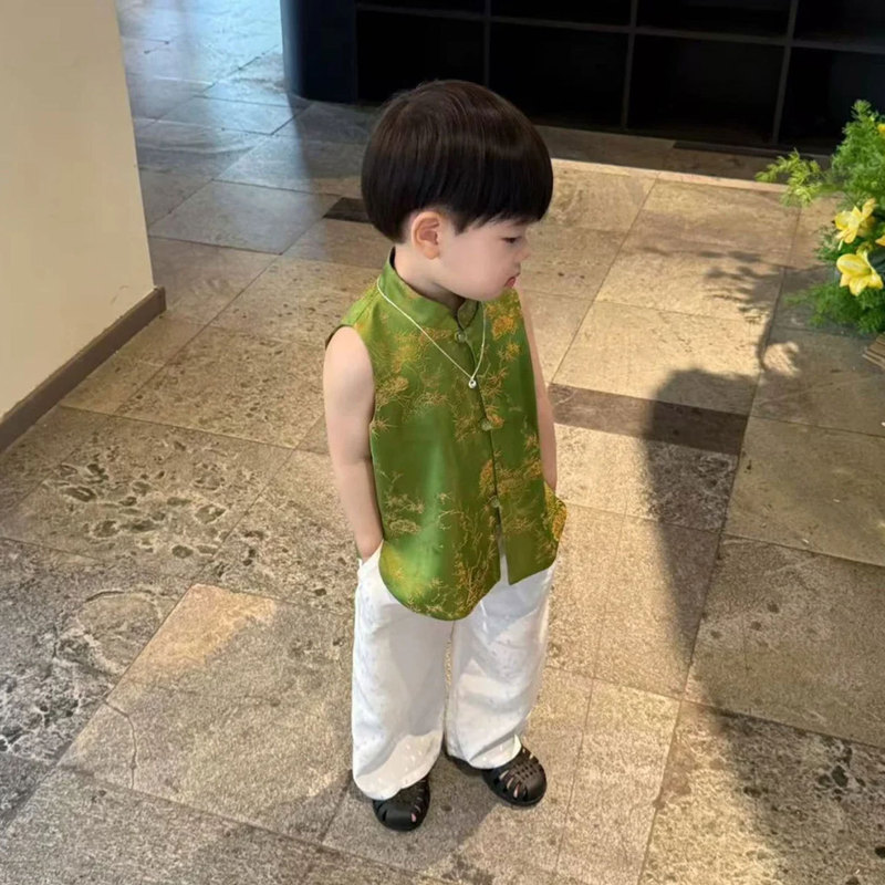 男童新中式汉服儿童夏装2025新款薄款国风炸街马甲女宝宝洋气上衣|undefined