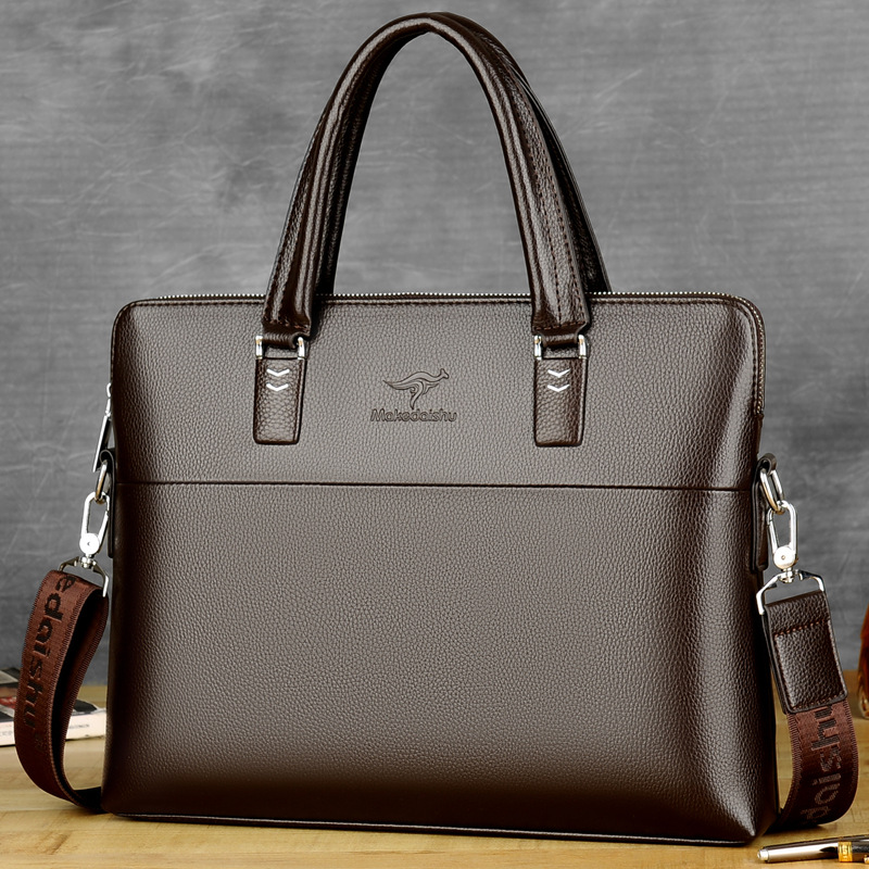 Men's Bag Soft Leather Handbag Business Briefcase Casual Shoulder Bag Crossbody Bag Computer Bag Trendy Brand Men's Bag