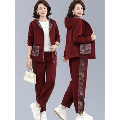 妈妈秋装套装2025新款中老年人女春秋休闲运动服连帽外套洋气上衣