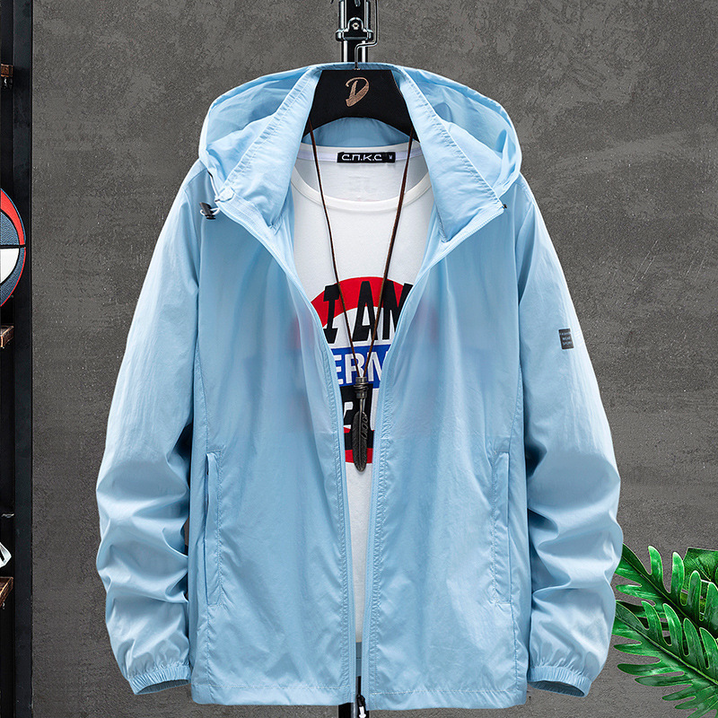 Chaqueta de Protección Solar con Capucha para Hombre de Nailon