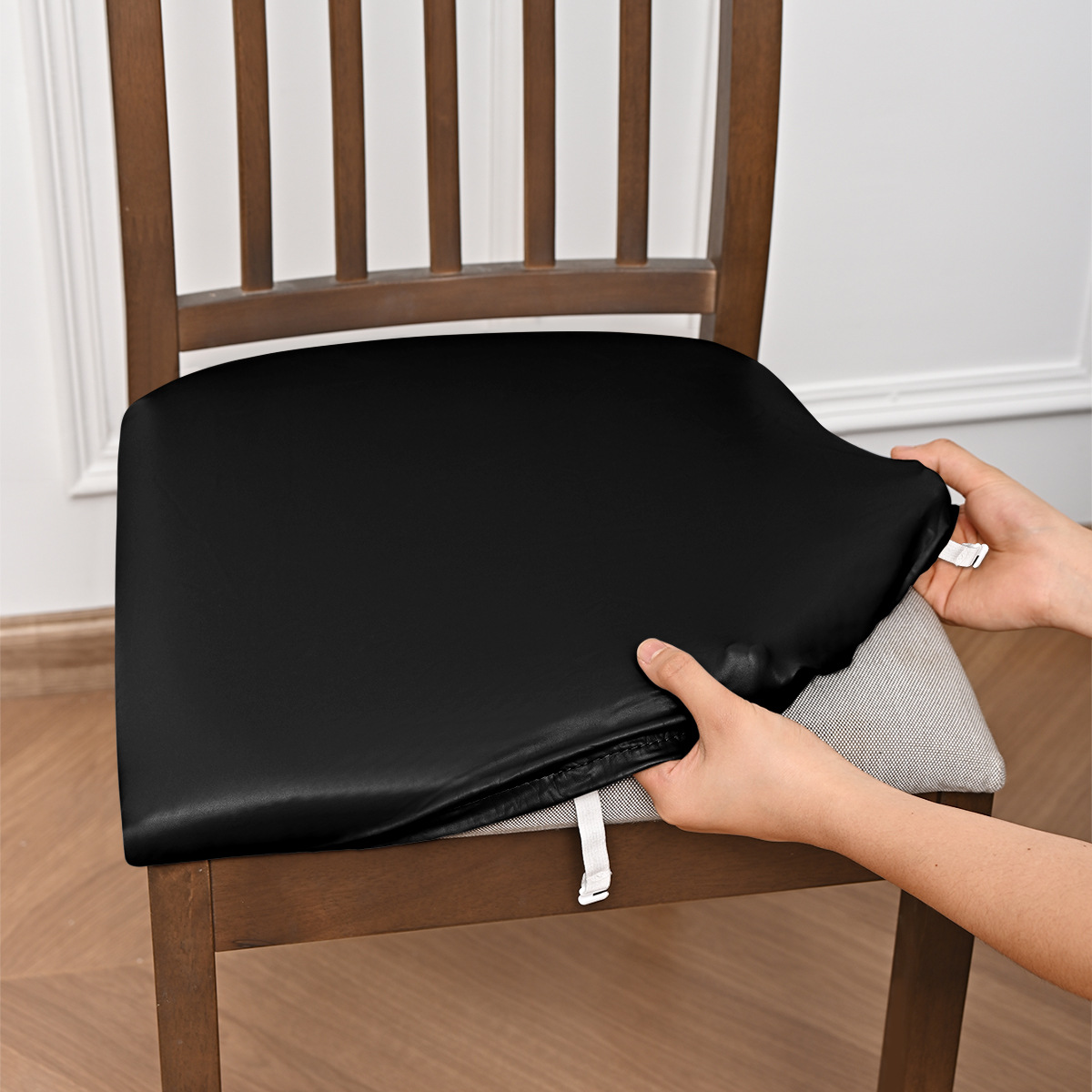 Transfronterizos sólidos elásticos PU impermeable hebilla cubierta de banco cubierta de taburete de hotel general antideslizante anti-gato agarra asiento cubierta al por mayor