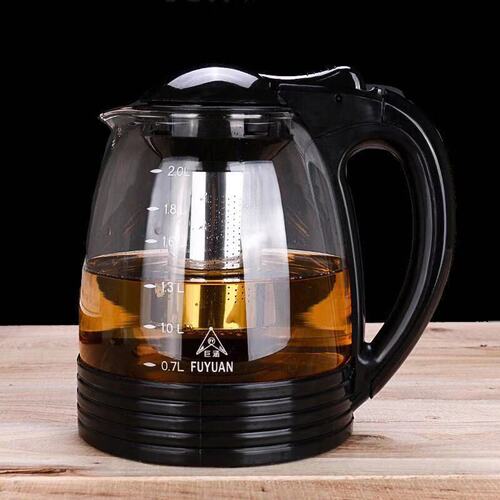 Boiling water pours directly into the flower teapot, heat-resistant glass, home restaurant teacup, tea set, stainless steel filter, large-capacity tea maker