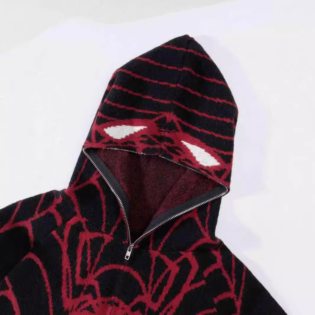 Men's Clothing new fashion casual street fashion long sleeved cardigan loose spider web dark unisex sweater_voghion.com