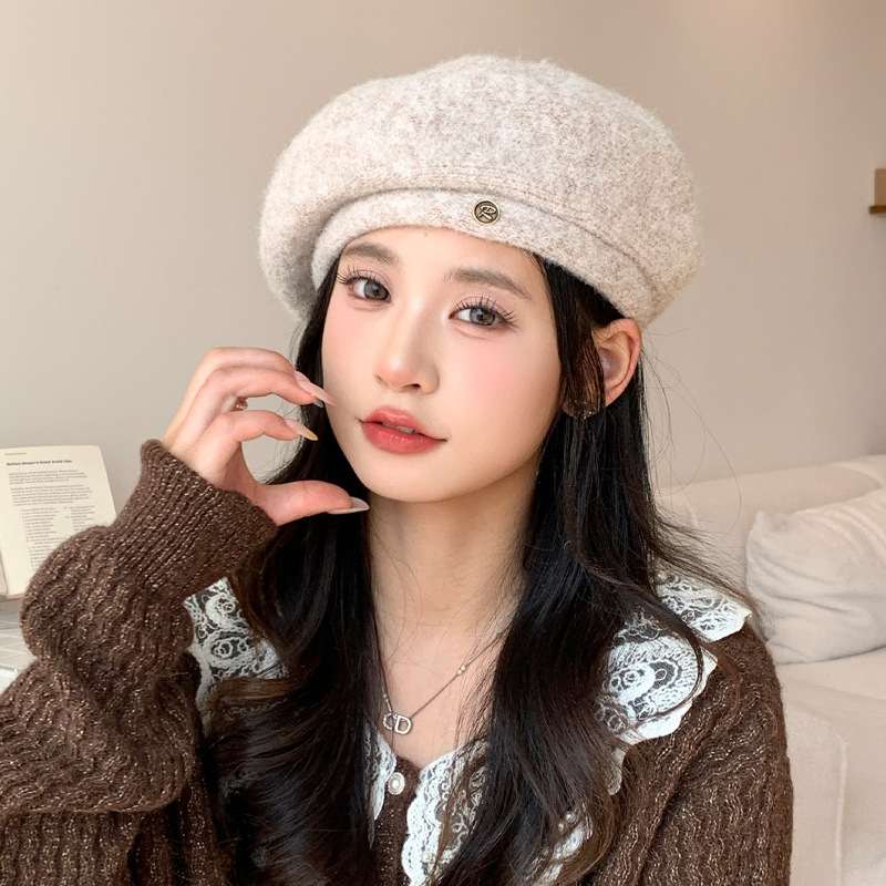 时尚百搭英伦风保暖贝雷帽子女秋冬季显脸小画家帽文艺复古蓓蕾帽|undefined