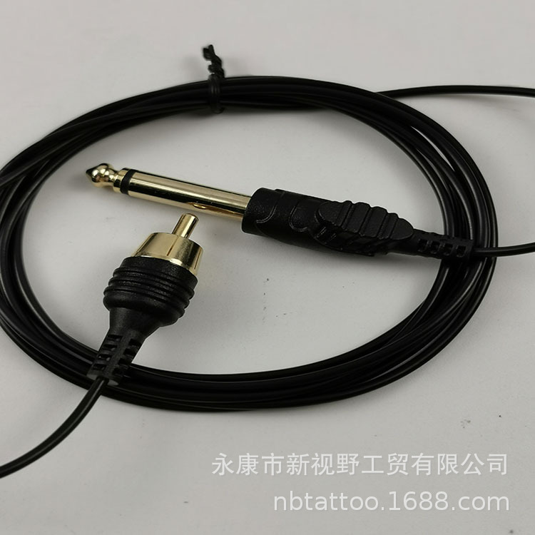 Máquina de tatuaje RCA alambre gancho alambre resorte fuente de alimentación diámetro 2,0mm ultra-fino codo recto chapado en oro conexión