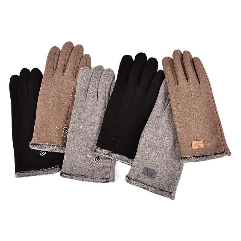 Guantes de invierno a prueba de frío para hombres guantes calientes de conducción guantes de pantalla táctil ciclismo forrada de lana engrosada guantes de esquí