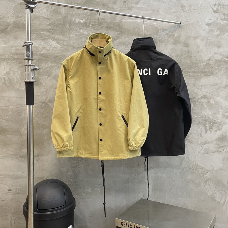 In-Stock B-Brand Foldable Hidden Hood Printed Letter Waterproof Hooded Stand Collar Jacket Coat