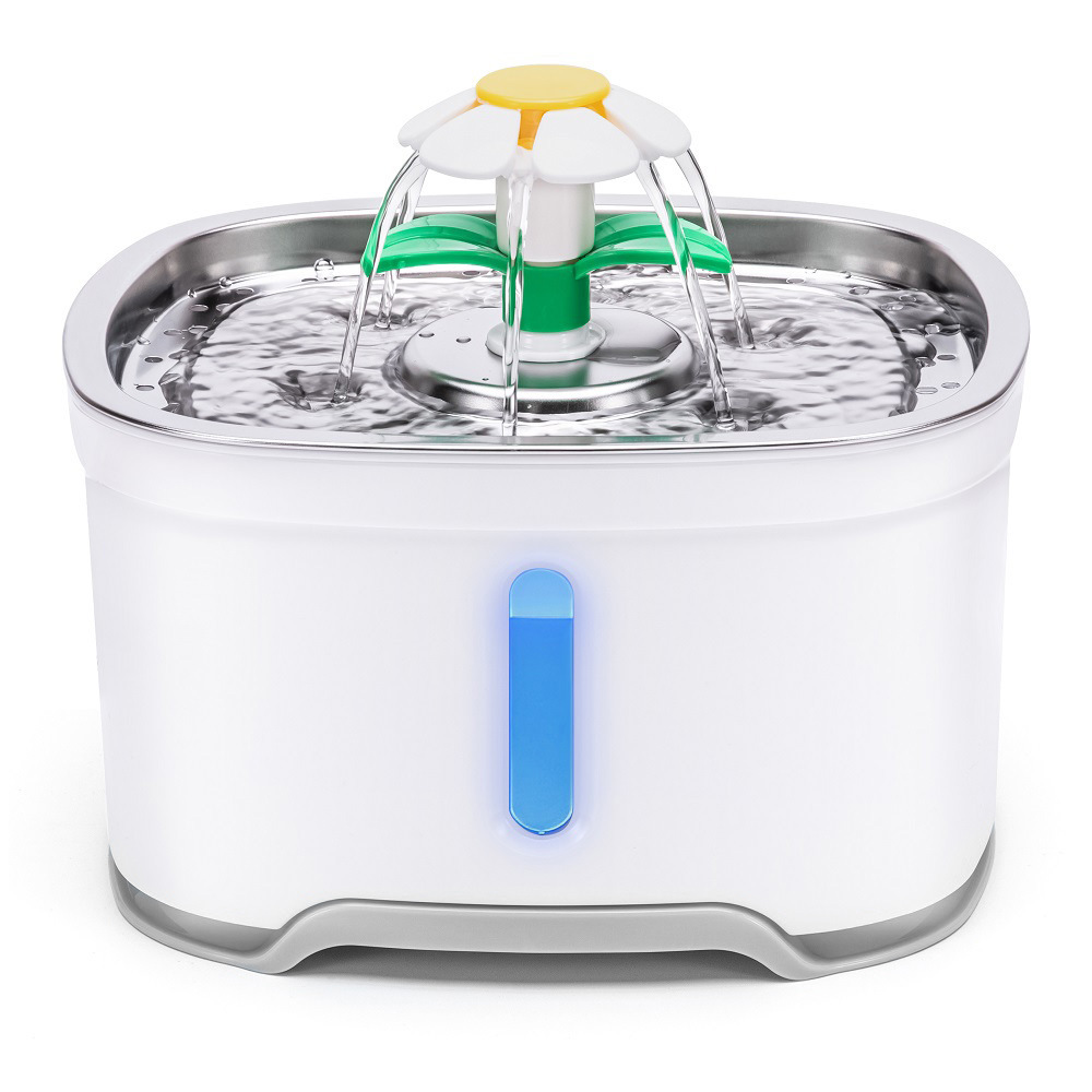 2.5L Pet Bevered Water Spout con cartucho de filtro alimentador de acero inoxidable Cat Bevered Water Spout Exclusivo transfronterizo