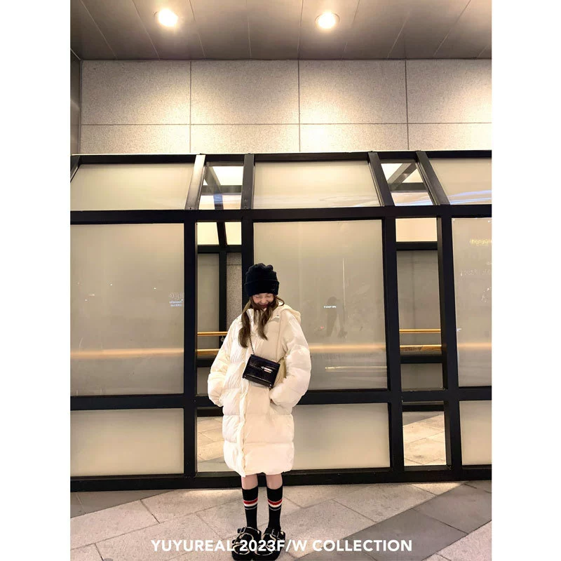 Velvet down jacket with hood, duck down