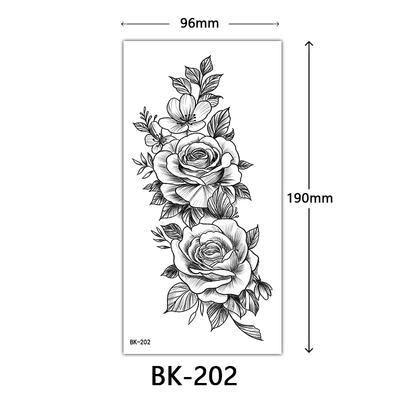 Tatuaje Temporal de Flores Boceto de Papel de Transferencia al Agua, Impresión por Transferencia de Agua, para Cuerpo image 208