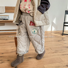 2025童装冬装新款儿童韩版夹棉绗线加厚冬季棉裤女童裤子123635