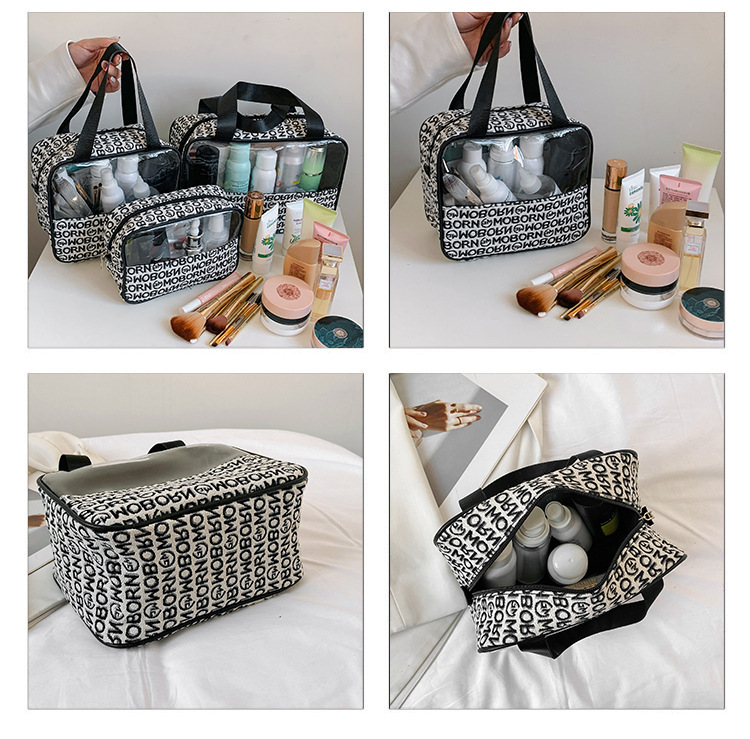 The makeup and toiletries bag can enhance the appearance level. The transparent PVC makeup box is portable and has a large capacity undefined