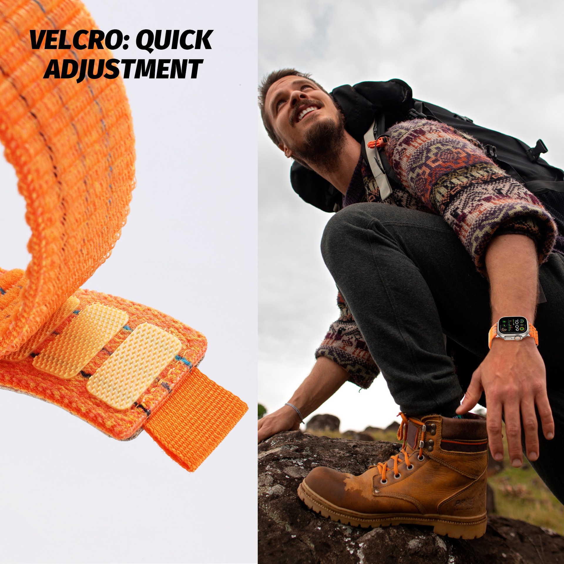 Suitable for apple watch3456789, double-section leather-coated nylon loop strap, Apple 10 strap undefined