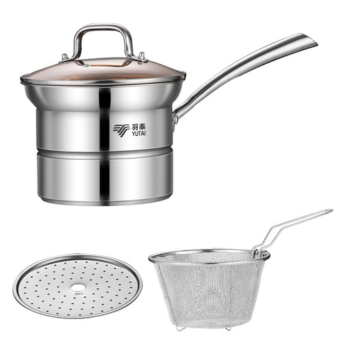 Multifunctional 304 thick bottom stainless steel pot, factory direct supply, milk pot, steamer, noodle pot, all-in-one multi-purpose pot