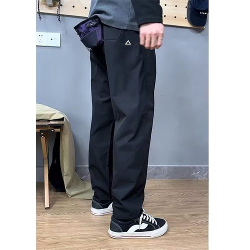 Multi-pocket Washed Work Pants for Men—Spring/Summer Collection, Japanese Style, Navy Blue, Slim Fit, Micro-Tapered Design