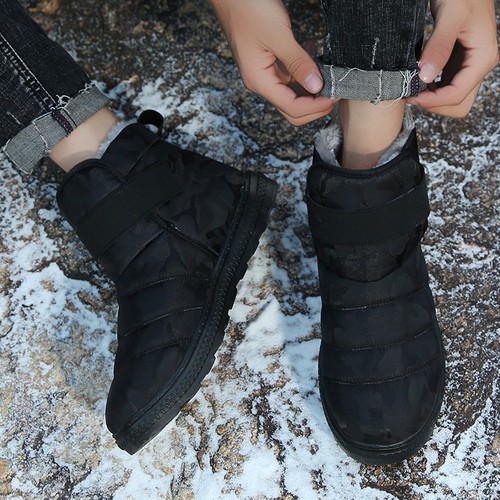Cotton Shoes Winter Fleece Lined Warm Men Women Unisex Middle-Aged Large Size Low-Top Snow Boots Casual