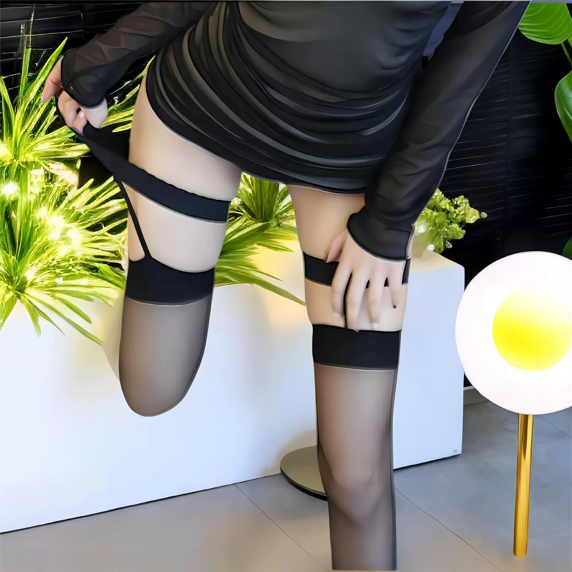 Интересные чулки без длинной цилиндрической подвязки sexy подвязки могут рвать черный шелк страсть сексуальная постель флирт