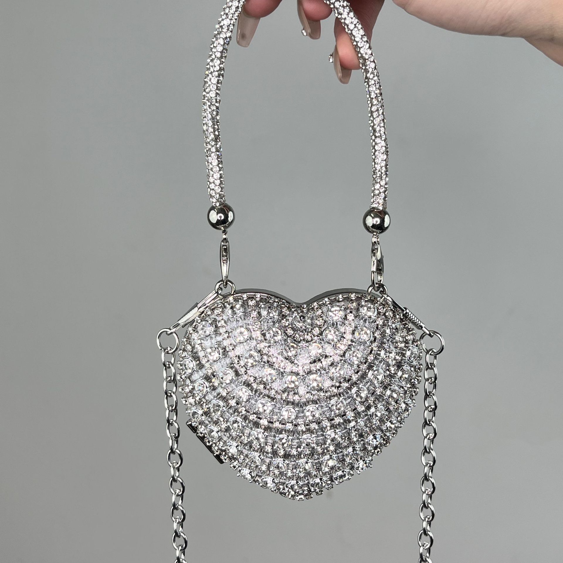 silver big diamond love portable style