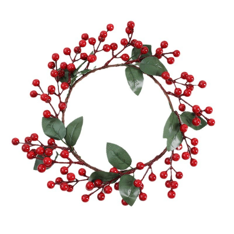 imitation red berry flower wreath Christmas decoration pine grass wreath photo scenery New Year arrangement Christmas wreath