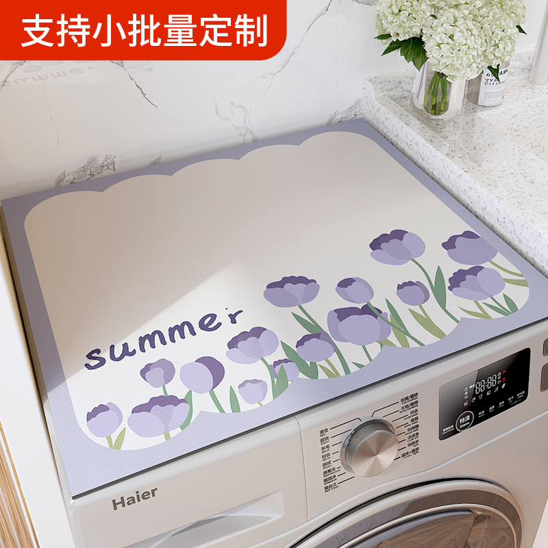 Tambor lavadora cubierta de polvo paño microondas horno cubierta de cuero estera toalla refrigerador superior desechable impermeable protector solar image 3