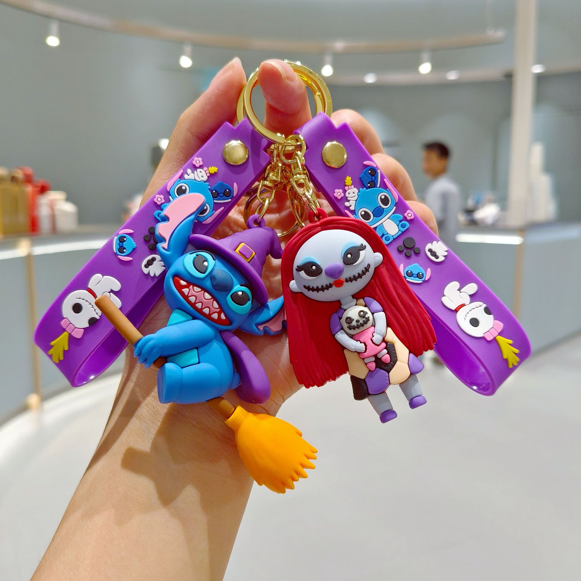 Halloween Cross-Dressing Stitch Cartoon Keychain Creative School Bag Pendant Car Key Chain Doll Machine Small Gift