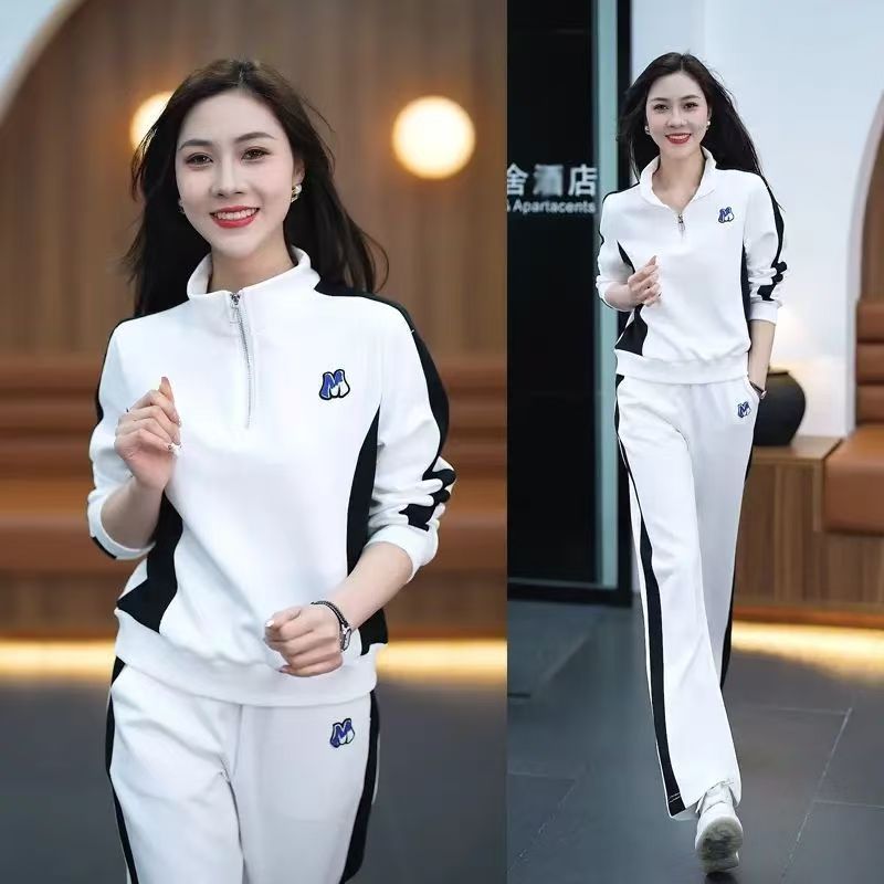 爆款休闲服运动套装女春秋新款2025卫衣阔腿裤时尚中年妈妈两|undefined