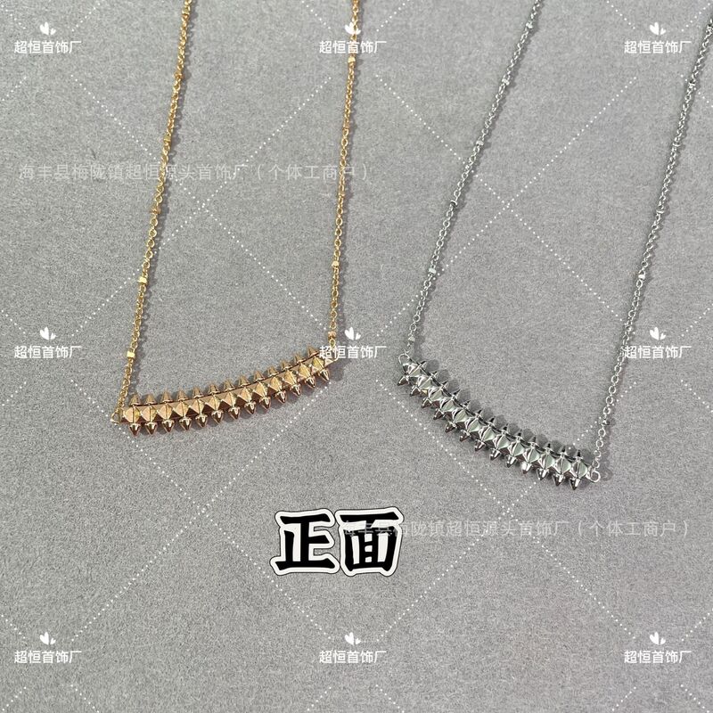 V Gold Cnc High Version 18K Rose Gold Bullet Head Rivet Versatile Necklace Factory Direct Sale Tassel V Gold Cnc High Version 18K Rose Gold Bullet Head Rivet Versatile Necklace Factory Direct Sale Tassel