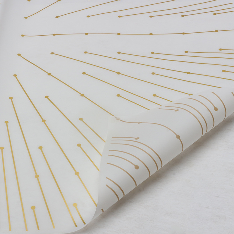 Huaxi transfronterizo amor punto de partida de papel de embalaje de flores Hansu impresión de hilo de oro impermeable papel de niebla florista al por mayor