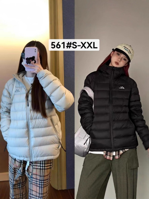 棉衣女短款轻薄细格横纹运动休闲连帽防寒服外套男女同款情侣棉服|undefined