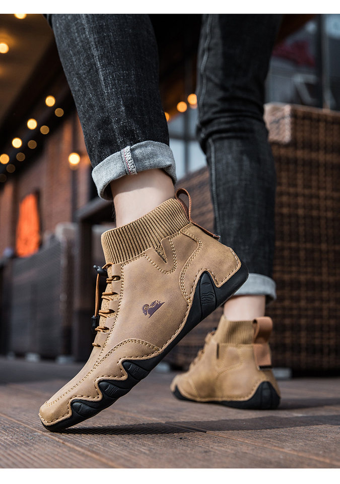 Bốt Martin cổ cao unisex dáng thể thao, đế bằng, mũi tròn — C8005 kaki, C8005 màu xám, C8005 màu đen, C8005M kaki lót nhung chi tiết 19