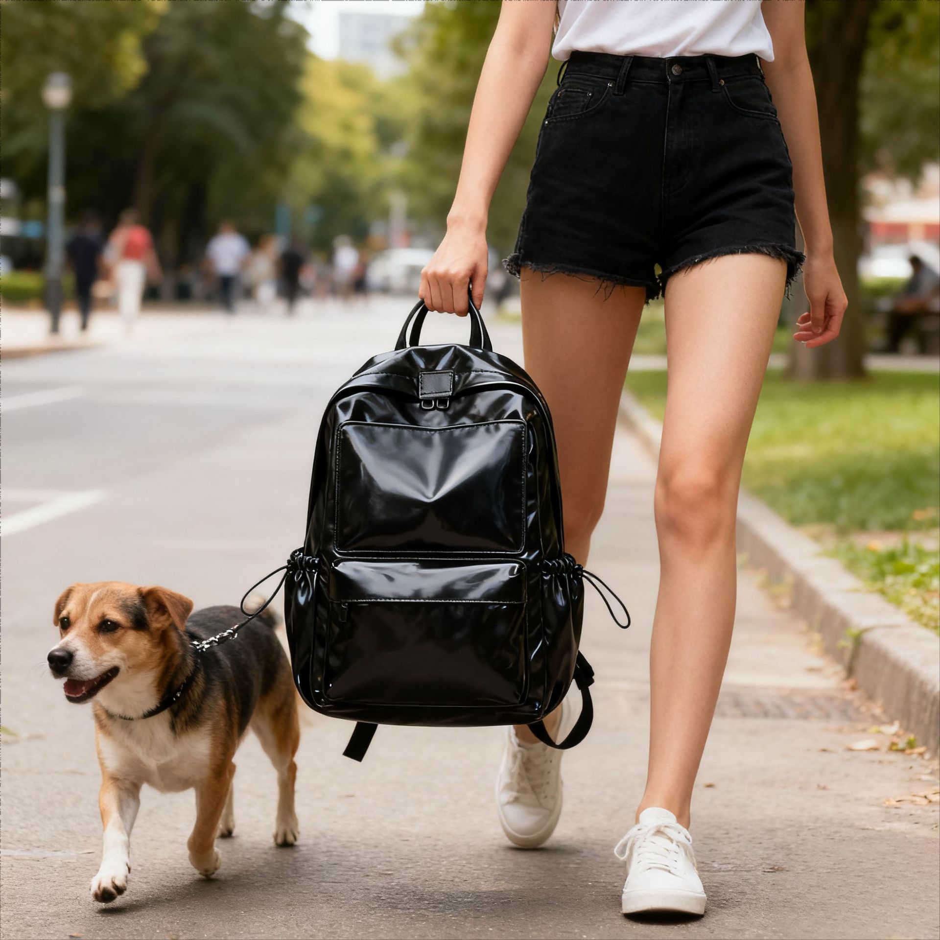 皮革双肩包软面休闲运动书包高颜值韩版女大学生电脑背包定制批发