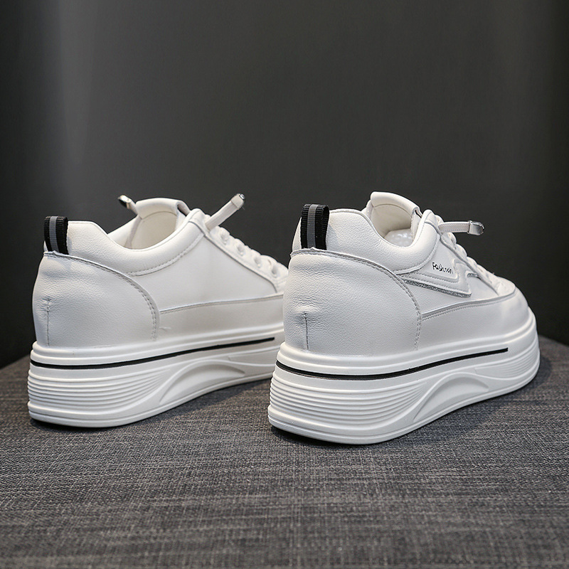 Genuine Leather Platform Trainers For Women Versatile Spring Shoes_voghion.com