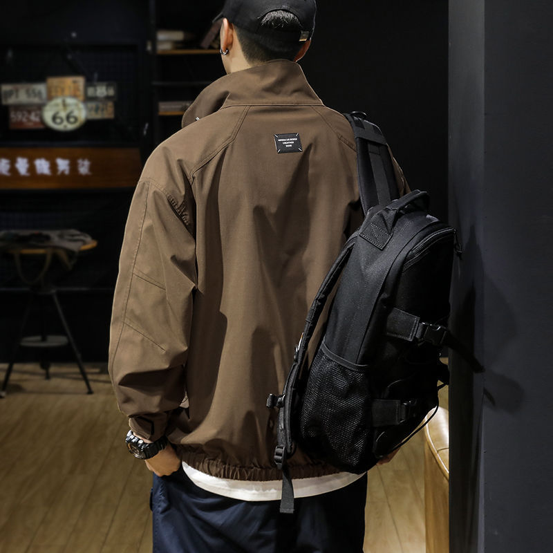 Retro American Workwear Jacket Men's Half-Zip Jacket Spring and Autum Trendy Brand Loose Pullover Stand-Up Collar Jacket Retro American Workwear Jacket Men's Half-Zip Jacket Spring and Autum Trendy Brand Loose Pullover Stand-Up Collar Jacket