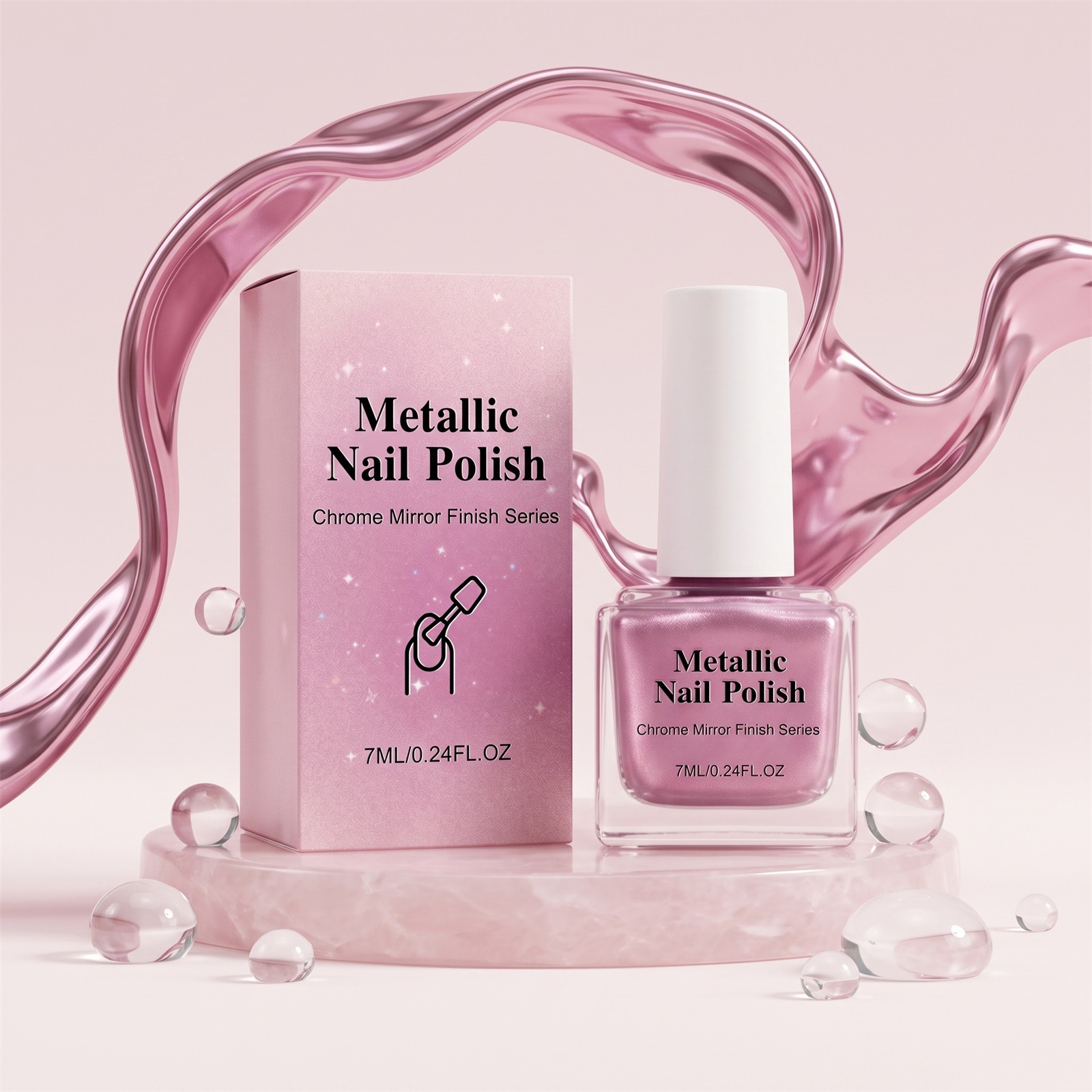 Metallic Texture Nail Polish, Cool-Toned Laser Metallic Style, Lightweight and Breathable, with a Light Scent, Mild Formula That Won'T Harm Nails