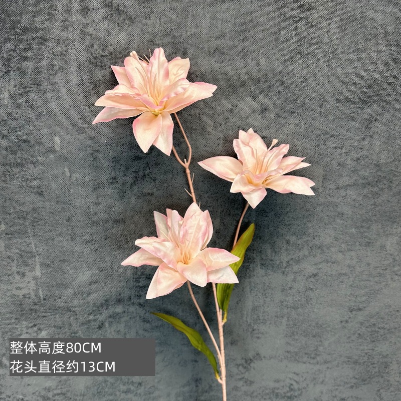 Flor Artificial 3 pequeño Lirio Rosa Lirio Rojo accesorios de la boda decoración al aire libre Flor de seda flor falsa al por mayor