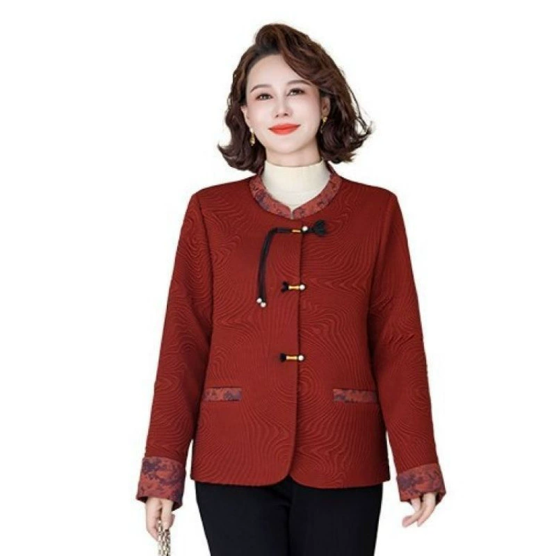 Куртка JinbuKang для мамы, стиль Chanel, вдохновлена Китаем, для средних возрастом, оранжевая или осенняя жёлтая, размеры XL-5XL
